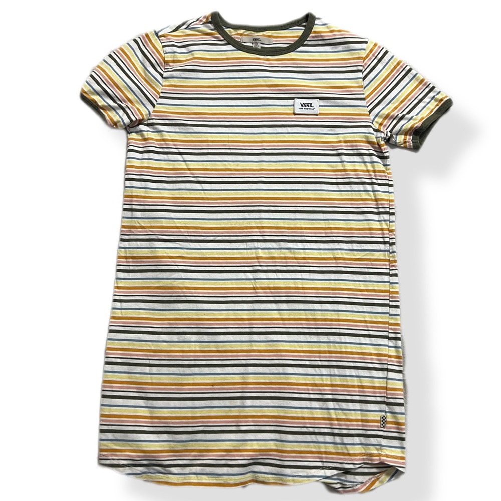VANS Off The Wall Retro Stripe Ringer Long Tee Shirt Dress Women's SMALL